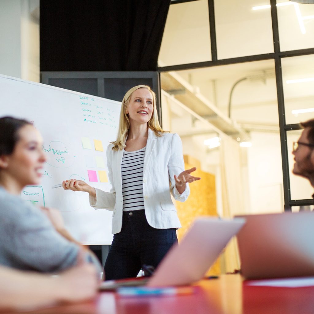Business woman presenting brainstorm | RiskSphere